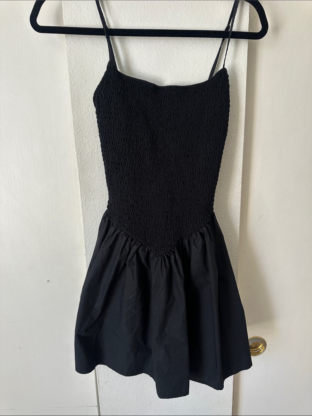 Mango Black Smocked Strapless Mini Dress